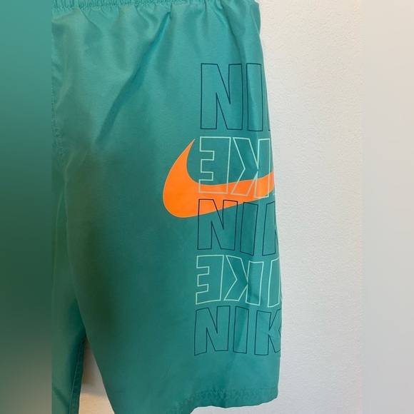 Nike youth, swim trunks, teal, and orange - Picture 2 of 5